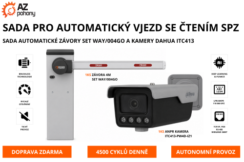 Sada pro automatický vjezd se čtením SPZ - sada automatické závory SET WAY/004GO a kamery DAHUA ITC413